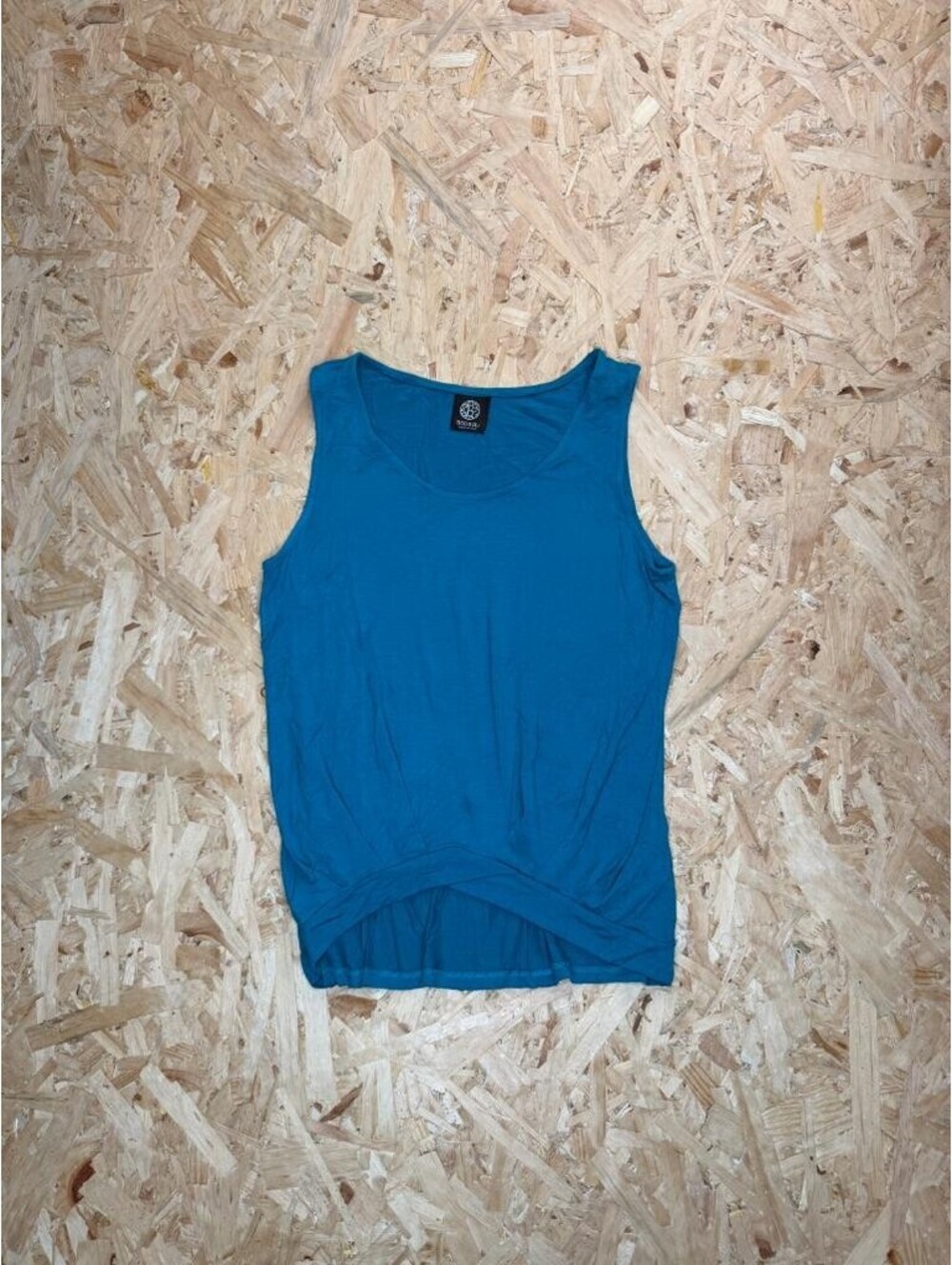 Bobeau Womens Tank Top Size L Teal Blue Sleeveless Scoop Neck Crossover Hem
